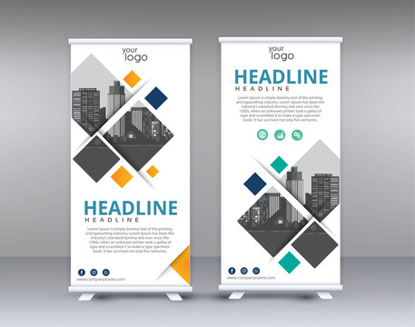 Roll up business template layout brochure leaflet-vector	