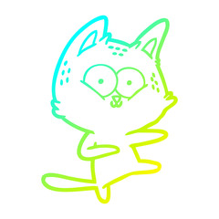 cold gradient line drawing cartoon cat dancing