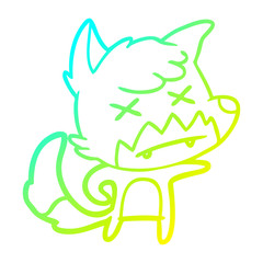 cold gradient line drawing cartoon dead fox