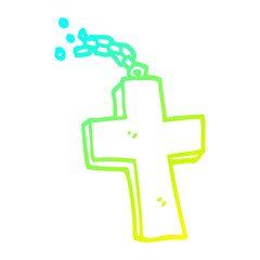 cold gradient line drawing cartoon silver cross