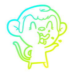 cold gradient line drawing crazy cartoon monkey