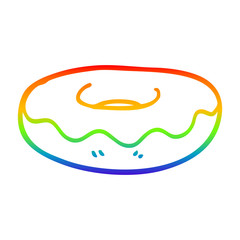 rainbow gradient line drawing cartoon iced donut