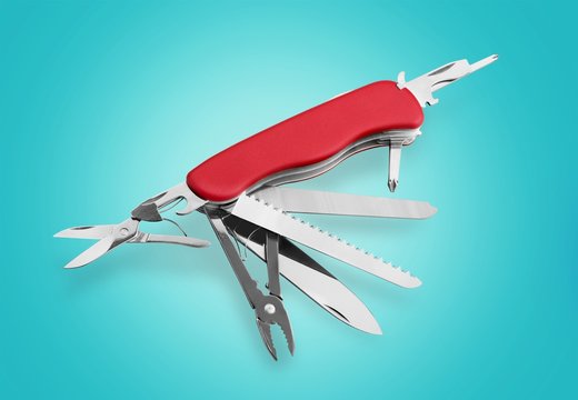 Multi-Tasking metal Penknife isolated on white