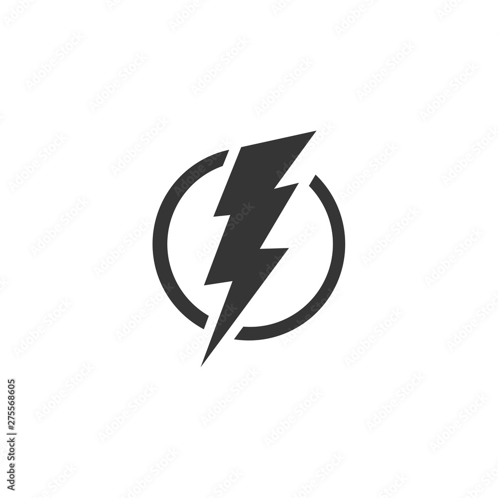 Poster lightning, electric power icon template black color editable. energy and thunder electricity symbol 