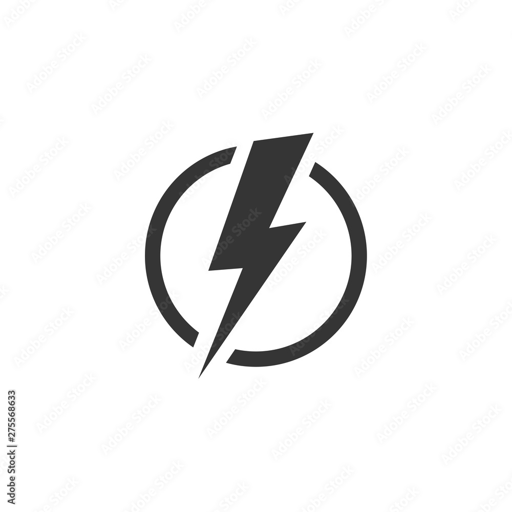 Poster lightning, electric power icon template black color editable. energy and thunder electricity symbol 