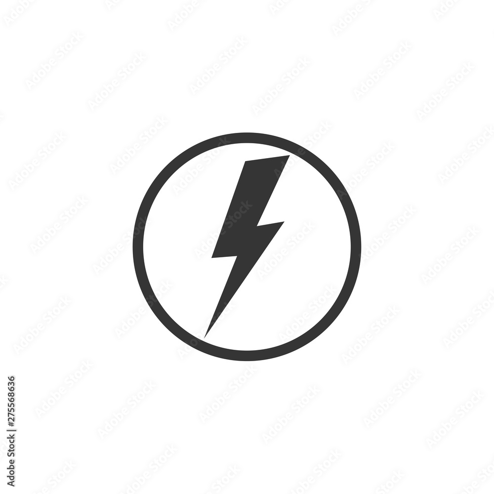 Poster lightning, electric power icon template black color editable. energy and thunder electricity symbol 