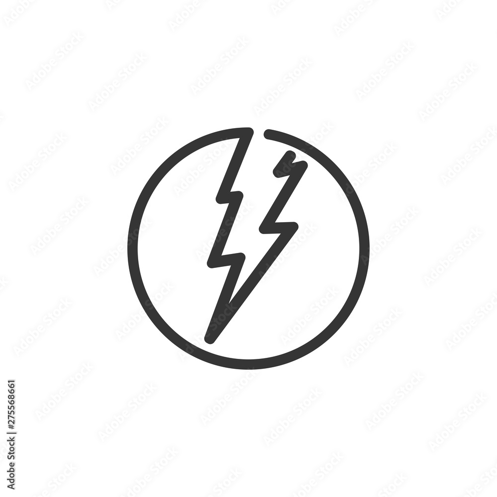 Aufkleber Lightning, electric power icon template black color editable. Energy and thunder electricity  symbol vector sign isolated on white background. Simple Power Flash logo vector illustration for graphic a