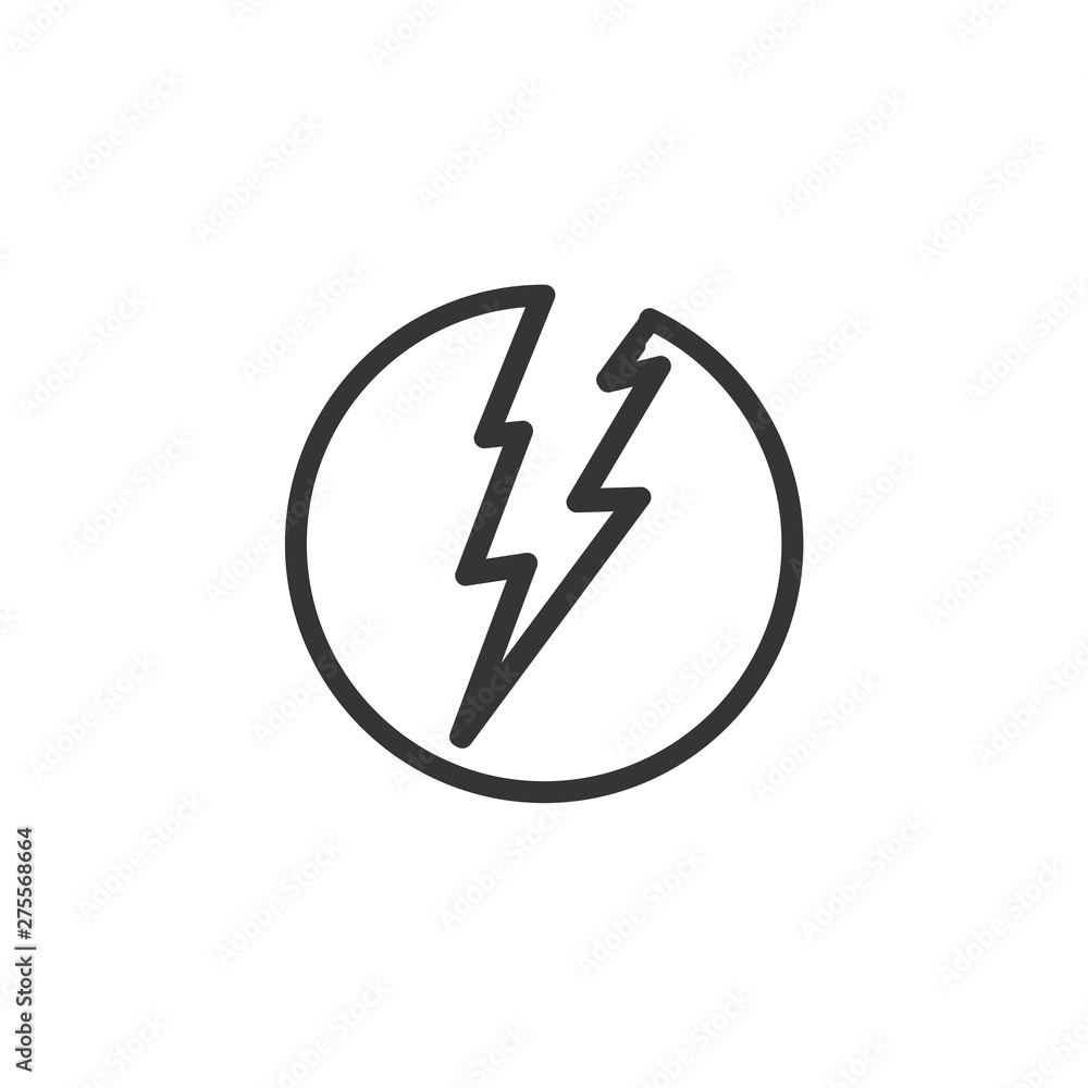 Poster lightning, electric power icon template black color editable. energy and thunder electricity symbol 