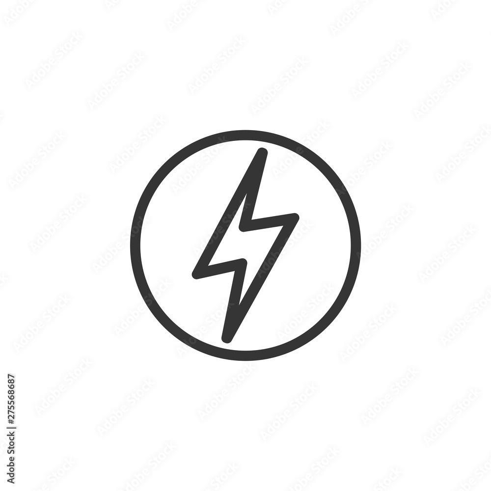 Aufkleber lightning, electric power icon template black color editable. energy and thunder electricity symbol 