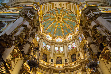 Granada, Spain-October 15, 2018: Exquisite Interiors of landmark Granada Royal Cathedral