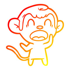Fototapeta premium warm gradient line drawing shouting cartoon monkey
