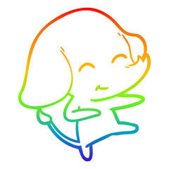 rainbow gradient line drawing cute cartoon elephant