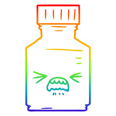 rainbow gradient line drawing cartoon pill jar