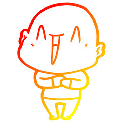 warm gradient line drawing happy cartoon bald man