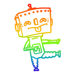 rainbow gradient line drawing cartoon robot
