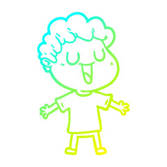 cold gradient line drawing laughing cartoon man