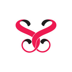 letter ss linked ribbon 3d decoration logo vector