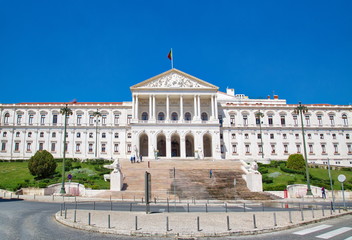 Fototapeta na wymiar Lisbon, Portugal-28 May, 2019: Parliament building, Assembly of the Republic, Lisbon