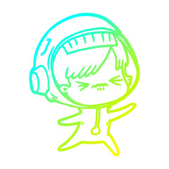 cold gradient line drawing angry cartoon space girl