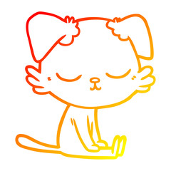 warm gradient line drawing cute cartoon dog
