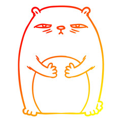 warm gradient line drawing cartoon tired annoyed bear