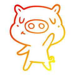 warm gradient line drawing cartoon content pig