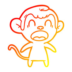 Obraz premium warm gradient line drawing shouting cartoon monkey