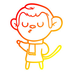 warm gradient line drawing cartoon monkey