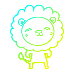 cold gradient line drawing cartoon lion