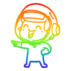 rainbow gradient line drawing happy cartoon astronaut