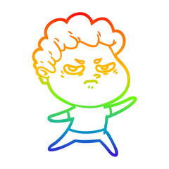 rainbow gradient line drawing cartoon angry man