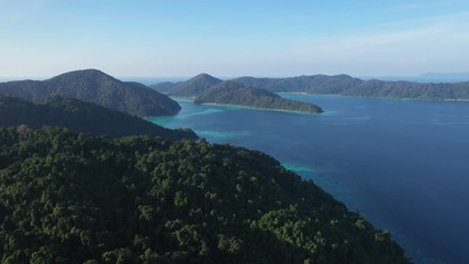 Aerial view on archipelago of Surin islands in Thailand's southern Phang Nga province