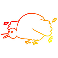 warm gradient line drawing cartoon kiwi bird flapping wings