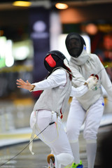 The fencing indoor sport match 