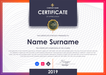 Certificate template with modern pattern,diploma,Vector illustration.