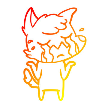 recommend clip art: warm gradient line drawing crying fox shrugging shoulders