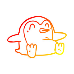 warm gradient line drawing penguin Cartoon