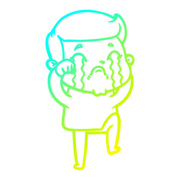 recommend clip art: cold gradient line drawing cartoon man crying
