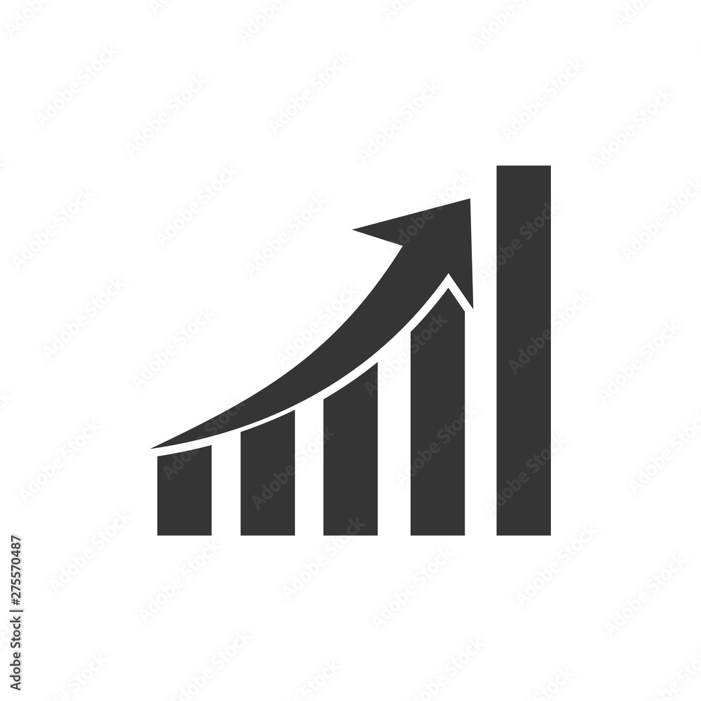 Fototapete growth graph icon template black color editable. growth graph symbol vector sign isolated on white b