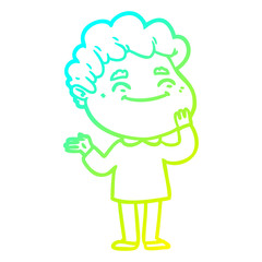 cold gradient line drawing cartoon friendly man