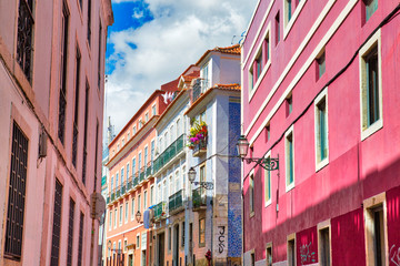 Typical architecture and colorful buildings of Lisbon historic center