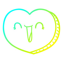 cold gradient line drawing cartoon love heart