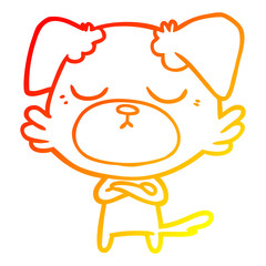 Fototapeta premium warm gradient line drawing cute cartoon dog
