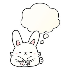 cartoon rabbit and thought bubble in smooth gradient style