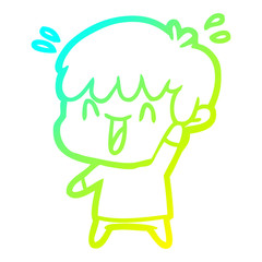cold gradient line drawing cartoon laughing boy