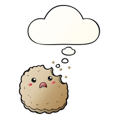 cartoon biscuit and thought bubble in smooth gradient style