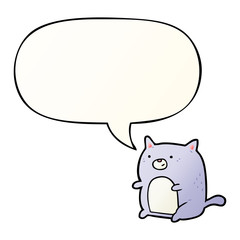 cartoon cat and speech bubble in smooth gradient style