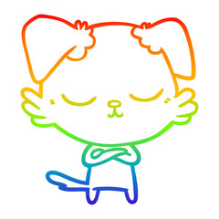 rainbow gradient line drawing cute cartoon dog