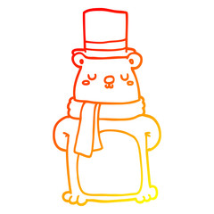 warm gradient line drawing cartoon bear