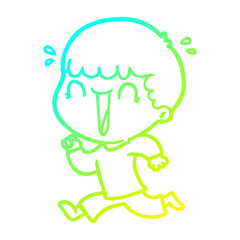 cold gradient line drawing laughing cartoon man